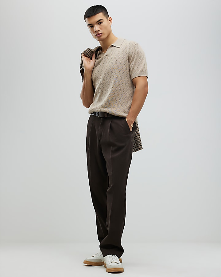 Stone Slim Fit Open Collar Shirt