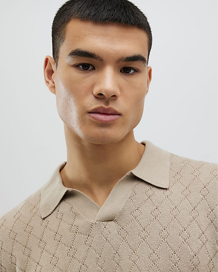 Stone Slim Fit Open Collar Shirt