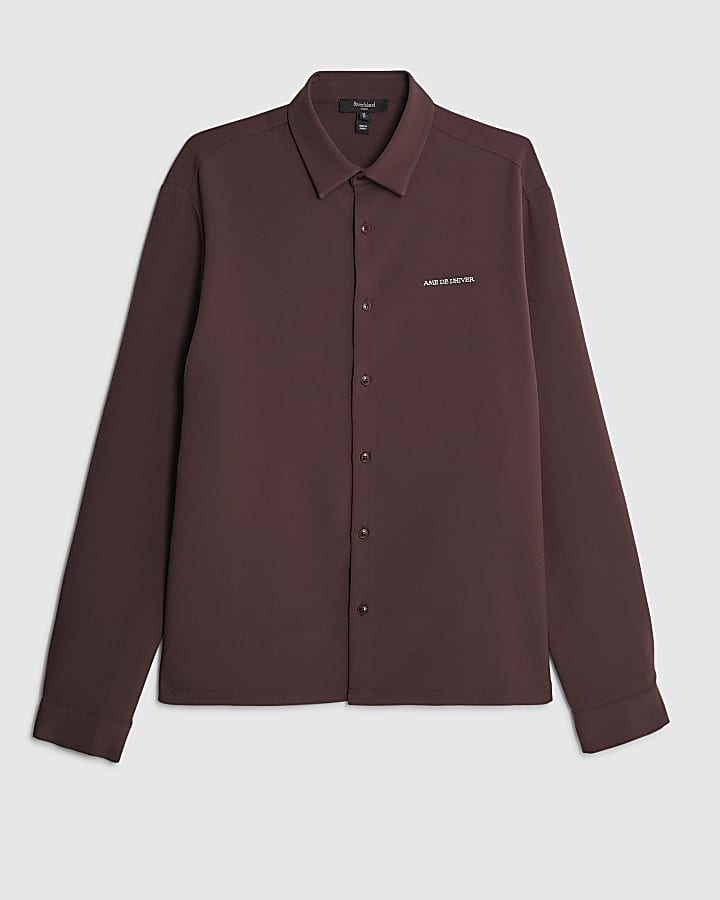 Brown Regular Fit Winter Floral Shirt