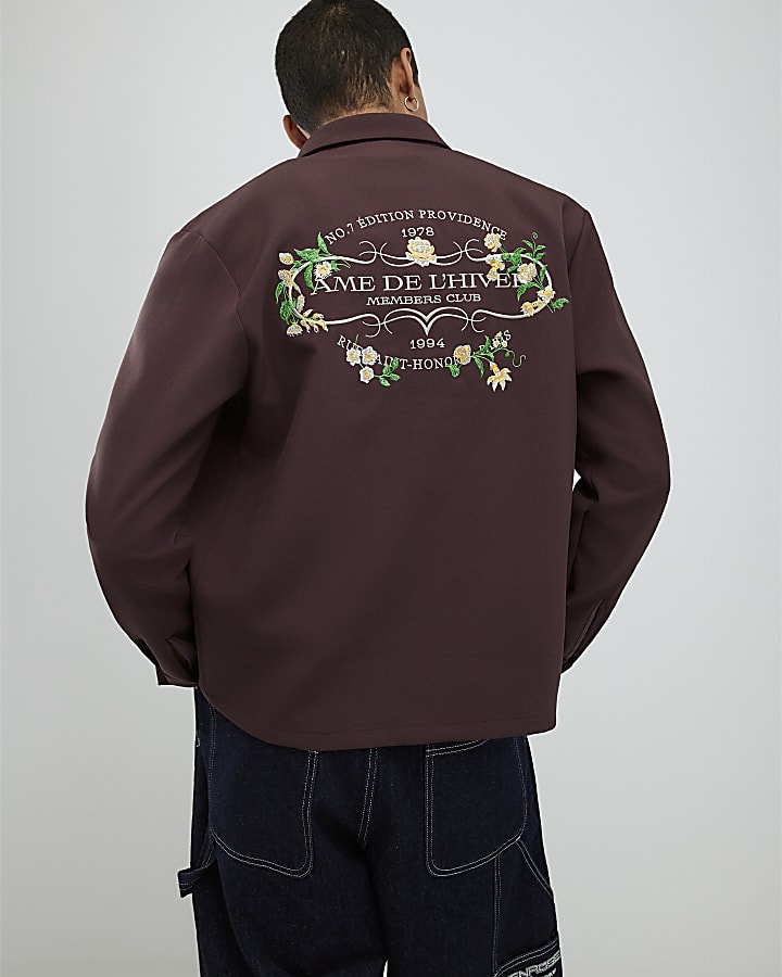 Brown Regular Fit Winter Floral Shirt