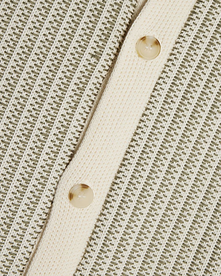 Green Slim Fit Button Up Stripe Shirt