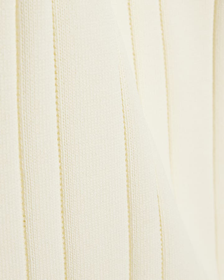 White Slim Fit Ribbed T-Shirt