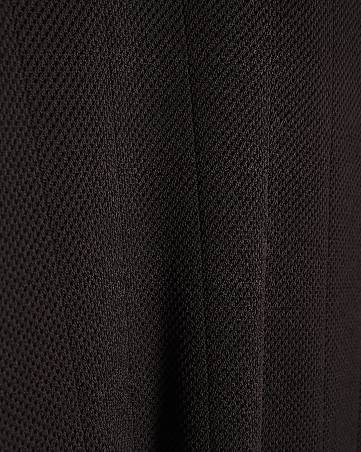 Black Slim Fit Open Collar Shirt