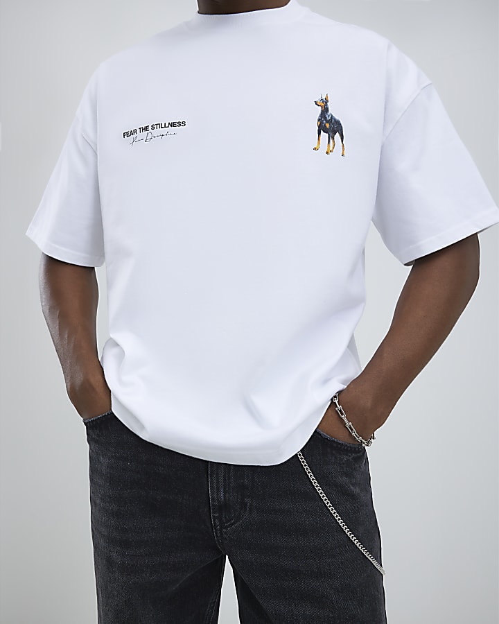 White Doberman Stillness T-Shirt