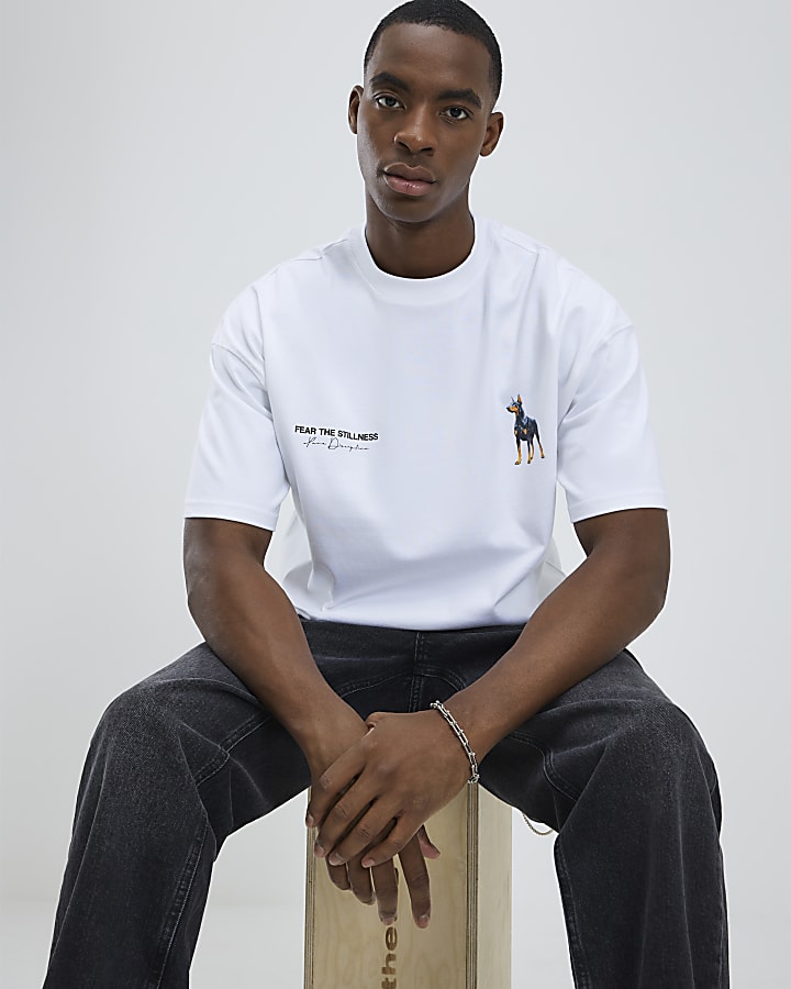 White Doberman Stillness T-Shirt