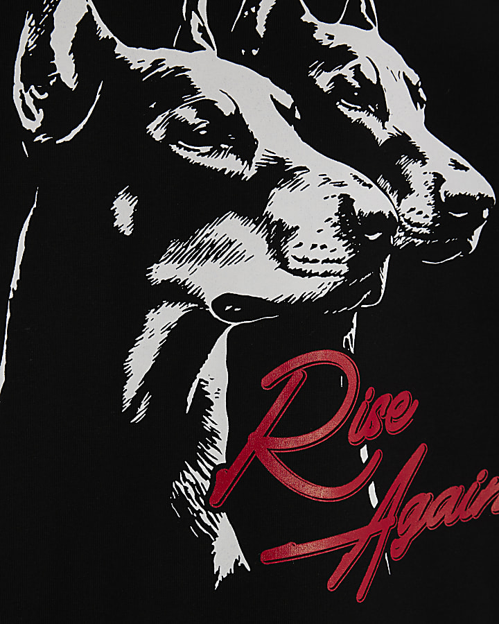Black Oversized Fit Doberman Alpha T-Shirt