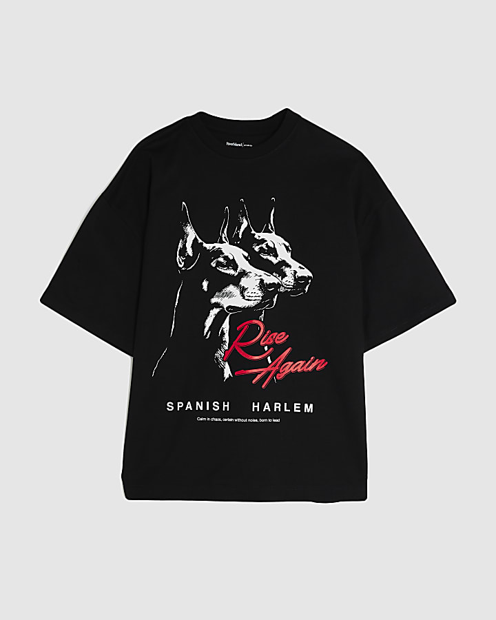 Black Oversized Fit Doberman Alpha T-Shirt