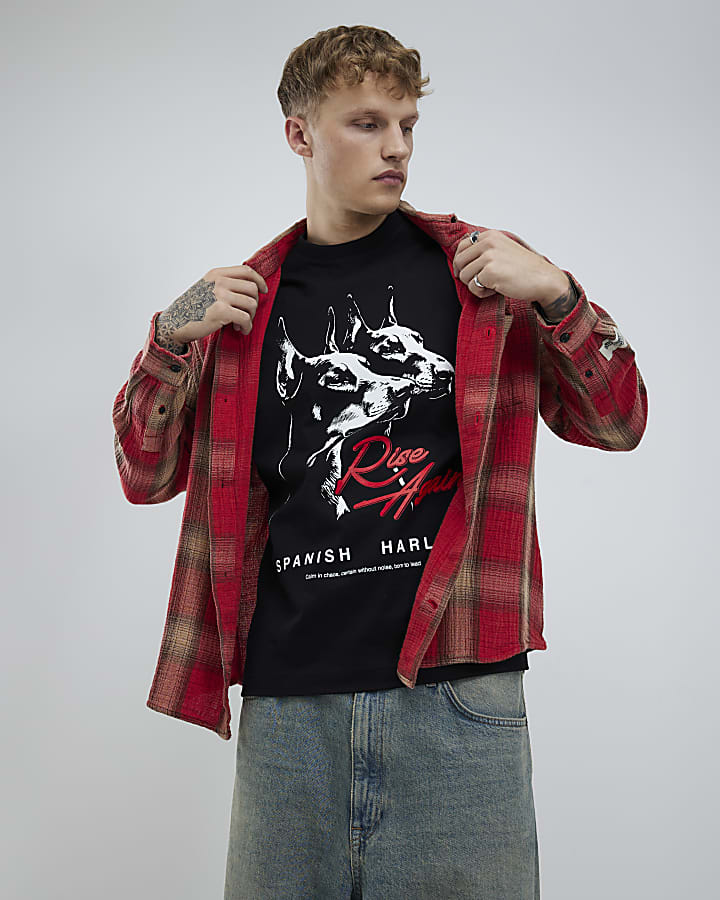 Black Oversized Fit Doberman Alpha T-Shirt