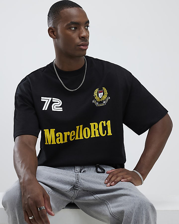 Black Oversized Fit MarelloRC1 T-Shirt