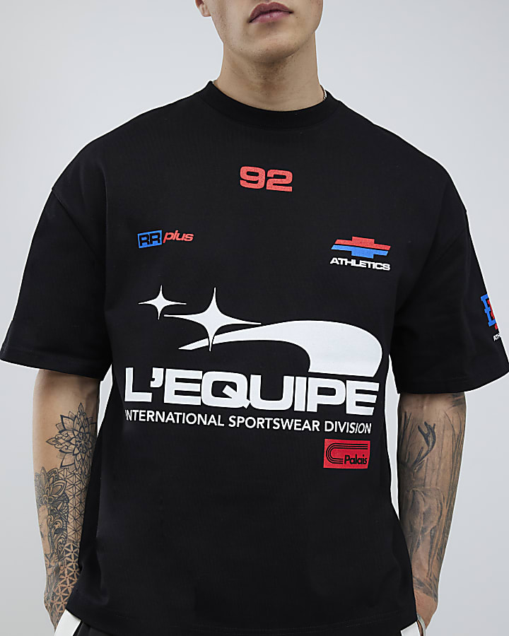 Black Oversized Fit L'equipe T-Shirt