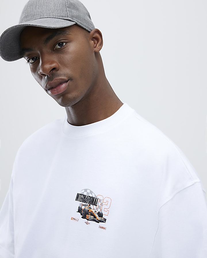 White Oversized Fit F1 T-Shirt