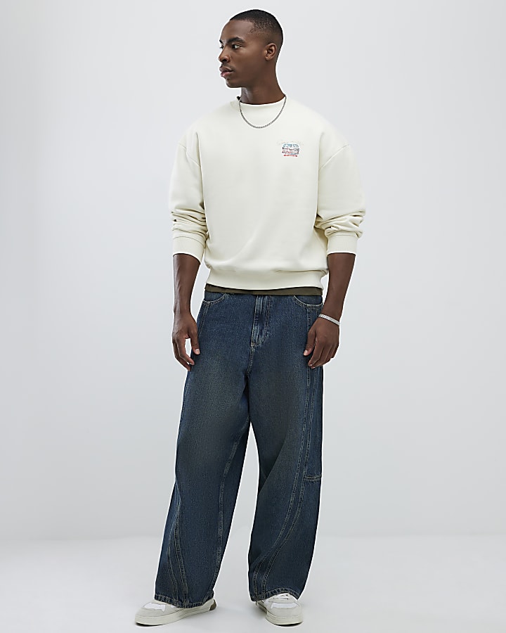 Cream Regular Fit Swiss Ski Badge Sweatshirt