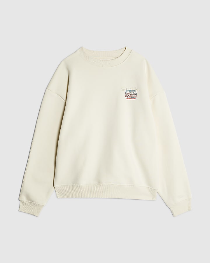 Cream Regular Fit Swiss Ski Badge Sweatshirt