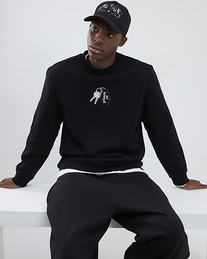 Black Regular Fit Getaway Car Sweatshirt