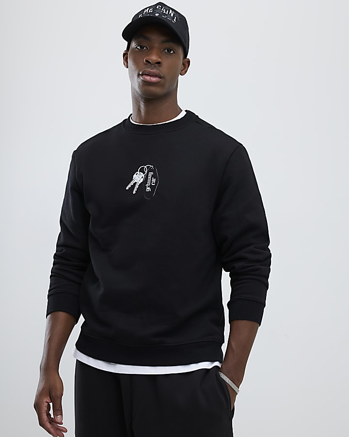 Black Regular Fit Getaway Car Sweatshirt