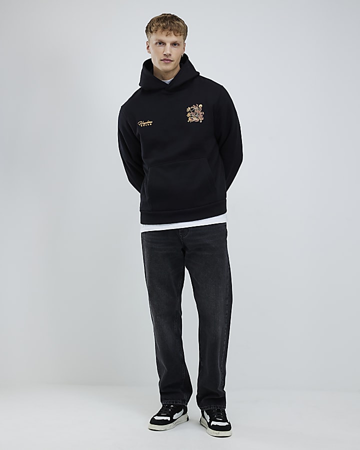 Black Regular Fit Hayashima Tiger Hoodie