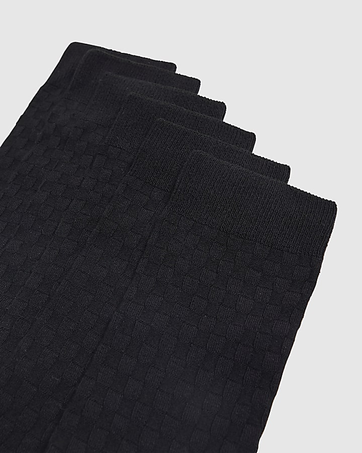 Black Checkerboard Pack Of 3 Socks