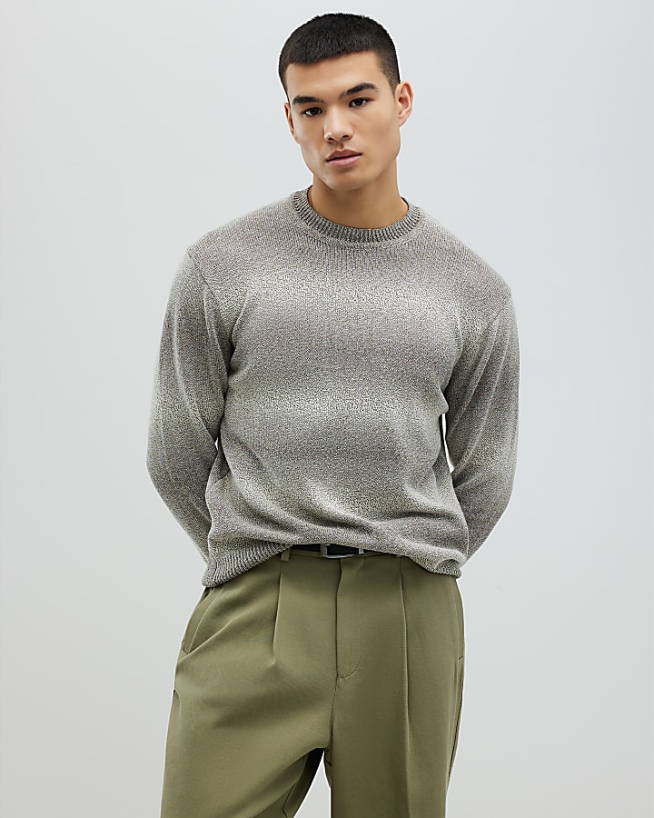 Green Slim Fit Gradient Jumper