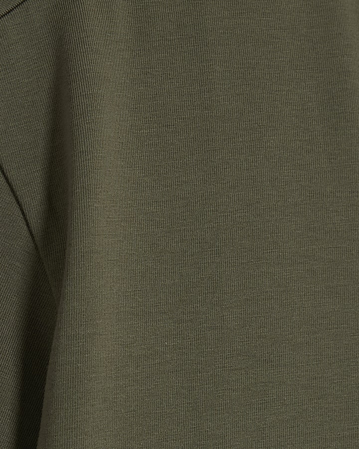 Khaki Muscle Fit Cotton Stretch T-Shirt