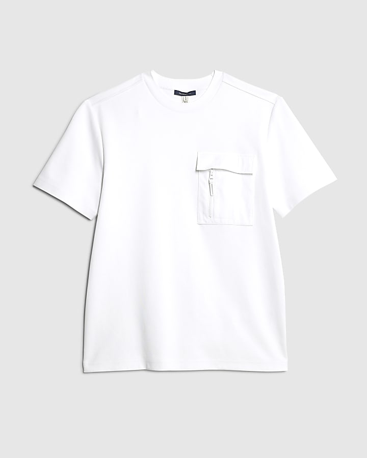 White Short Sleeve Slim Fit Pocket T-shirt