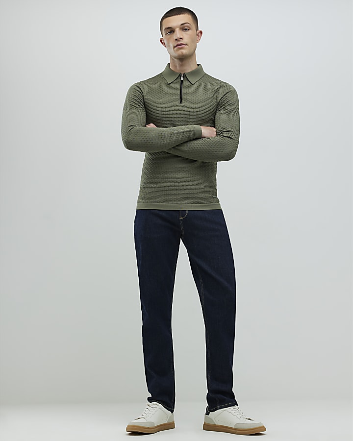 Green Muscle Fit Hexagon Polo Shirt