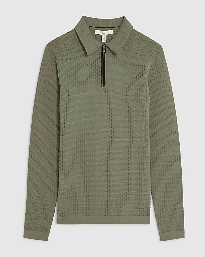 Green Muscle Fit Hexagon Polo Shirt