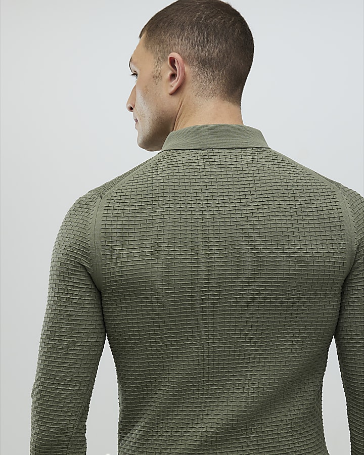 Green Muscle Fit Hexagon Polo Shirt