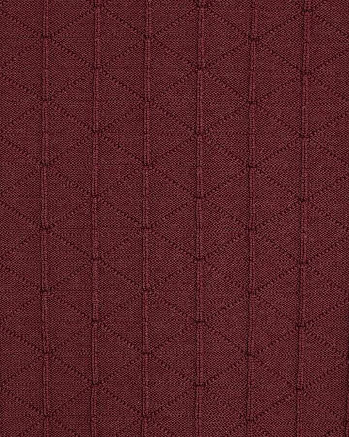 Red Muscle Fit Textured Jumper