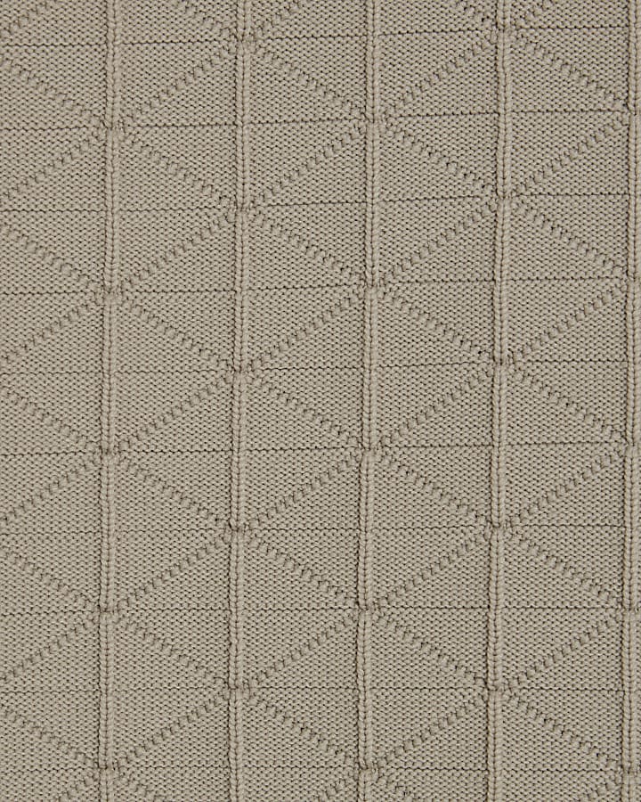 Beige Muscle Fit Textured Jumper