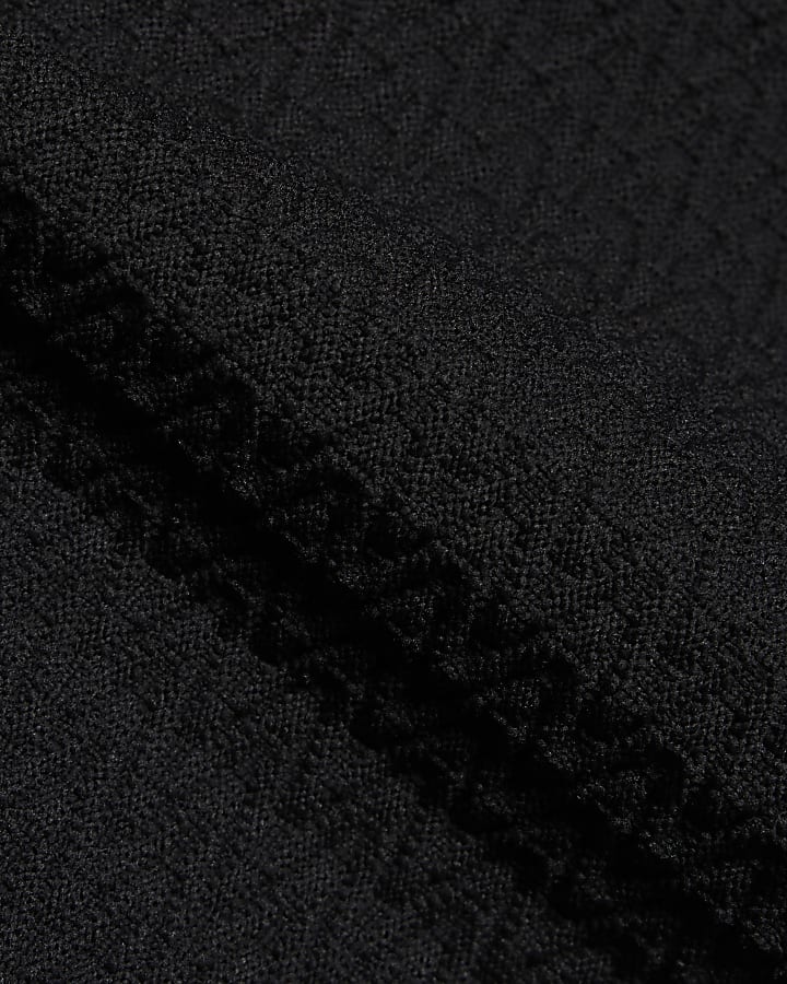 Black Muscle Fit Zig Zag Texture T-Shirt