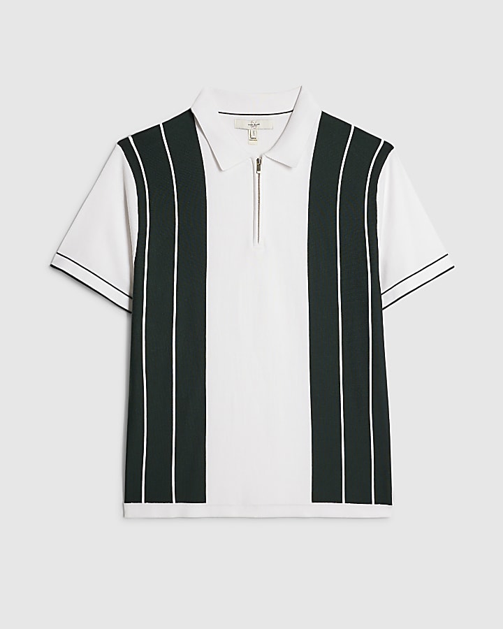 Green Slim Fit Colour Block Stripe Polo Shirt