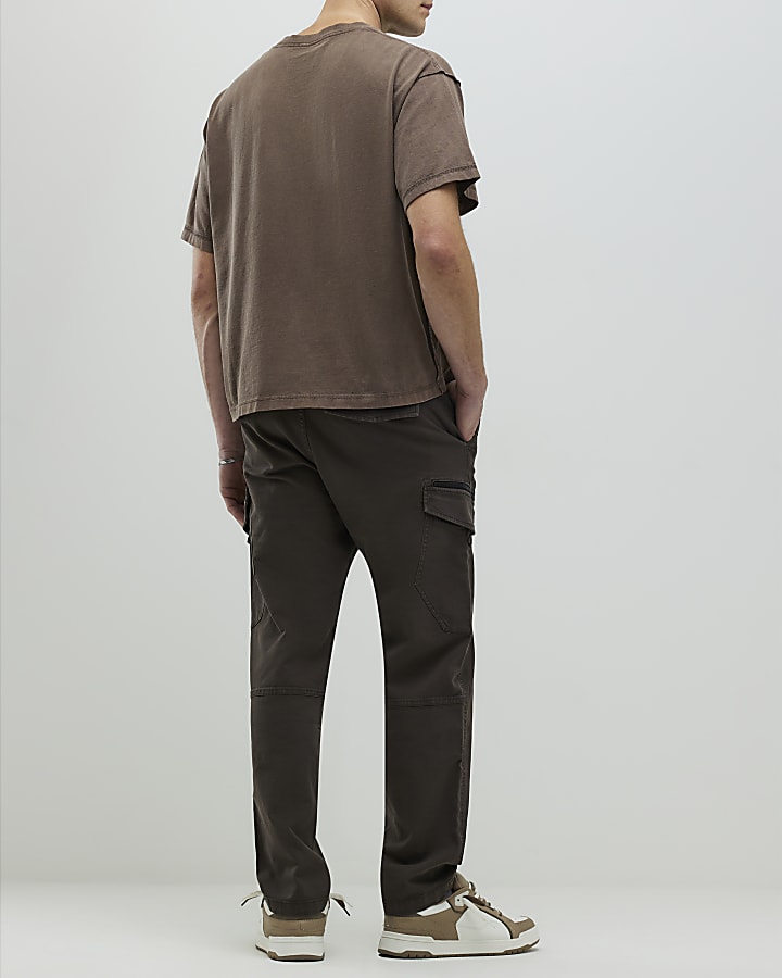 Brown Regular Fit Cargo Trousers