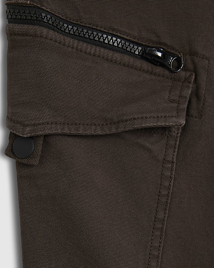 Brown Regular Fit Cargo Trousers