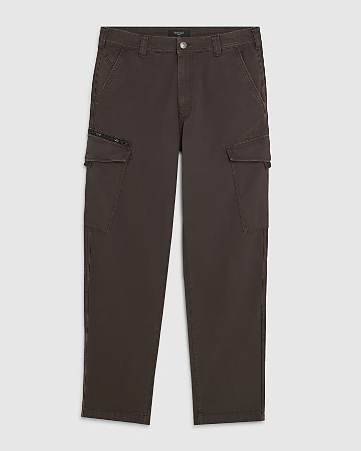 Brown Regular Fit Cargo Trousers