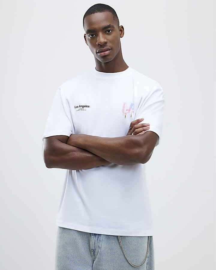 White Regular Fit LA Ice Cream T-Shirt