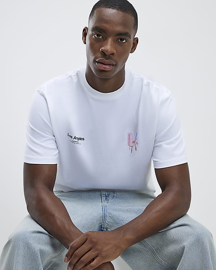 White Regular Fit LA Ice Cream T-Shirt