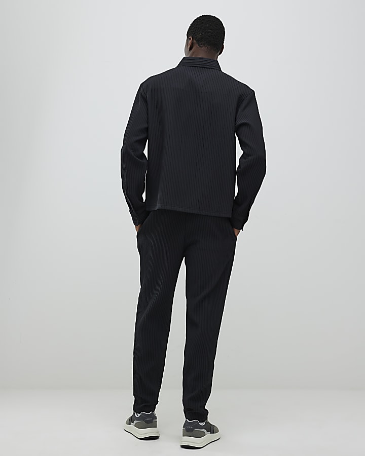 Black Slim Fit Plisse Joggers