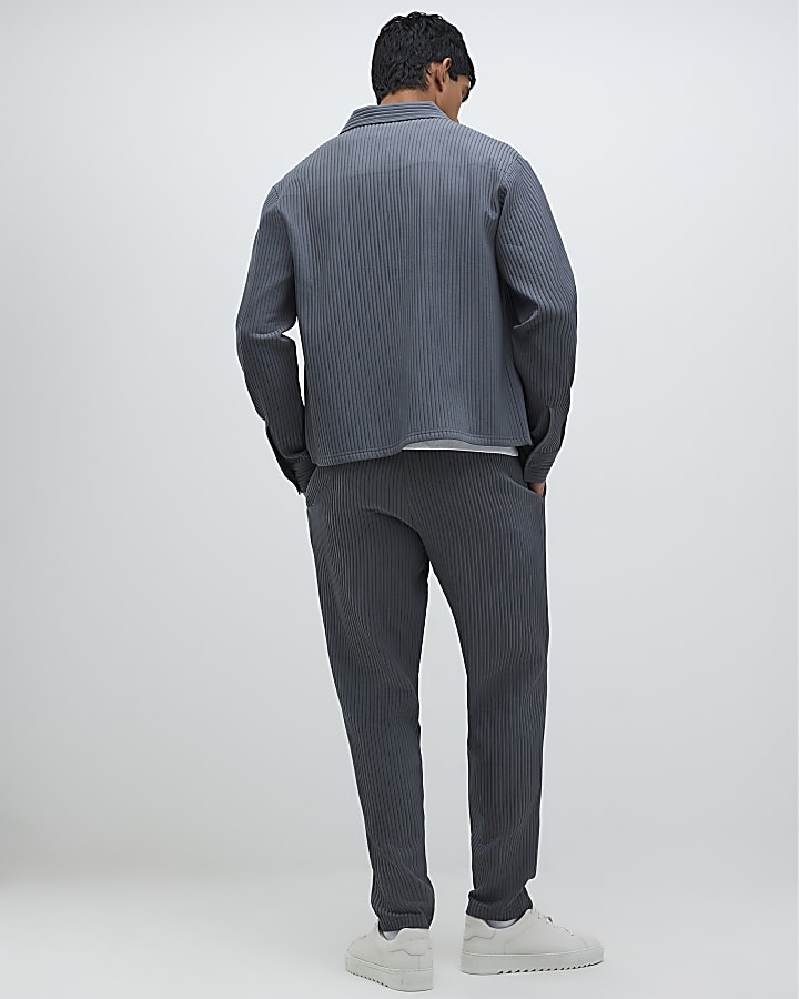 Grey Slim Fit Plisse Joggers
