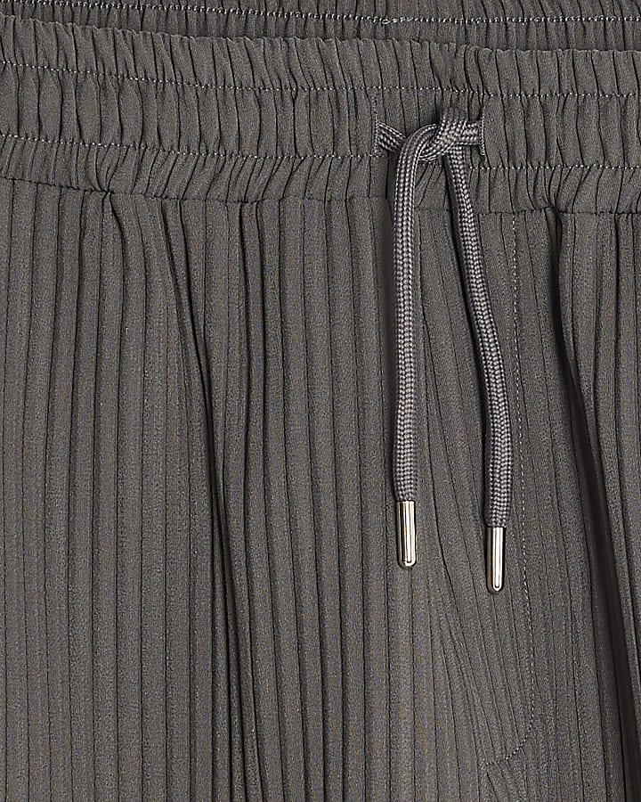 Grey Slim Fit Plisse Joggers