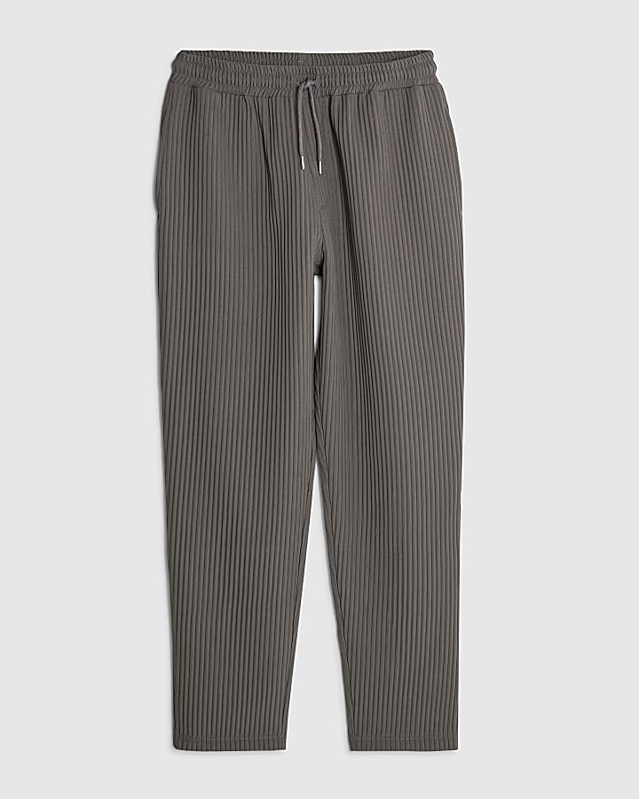 Grey Slim Fit Plisse Joggers