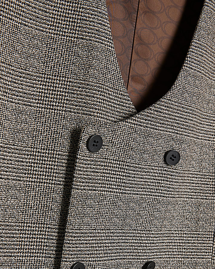 Grey Textured Check Waistcoat