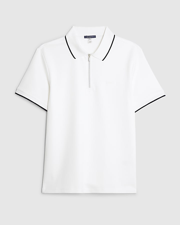 White Muscle Fit Les Amis Stripe Polo Shirt