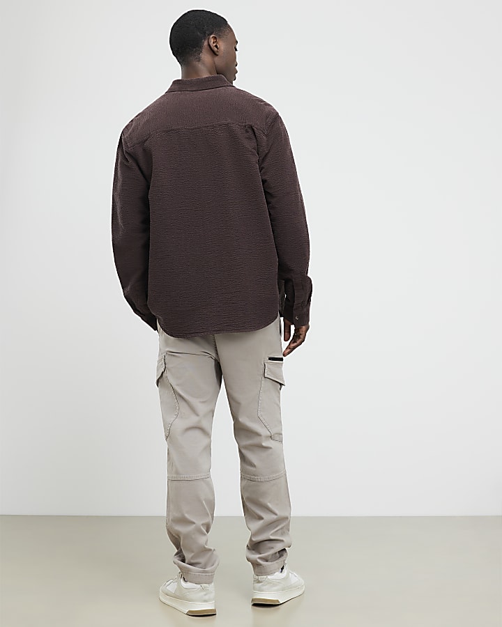 Grey Regular Fit Cargo Trousers