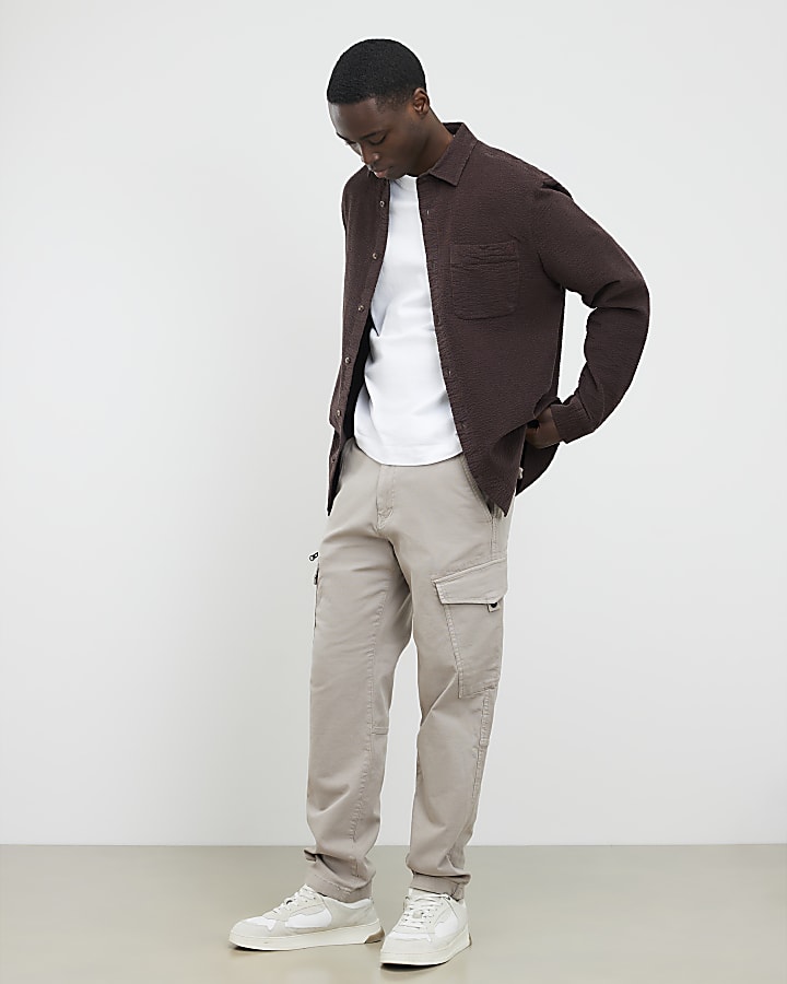 Grey Regular Fit Cargo Trousers