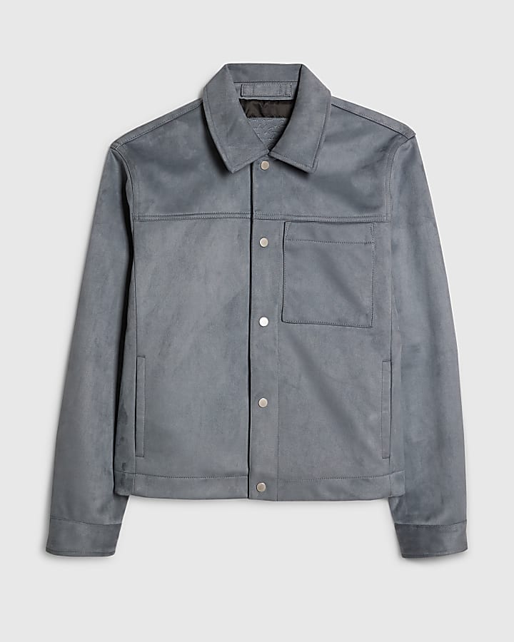 Blue Faux Suedette Western Jacket