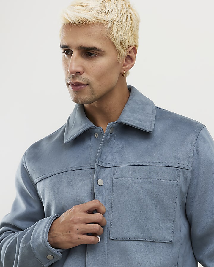 Blue Faux Suedette Western Jacket