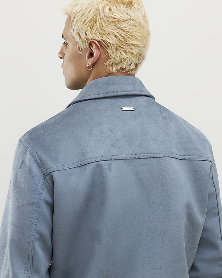 Blue Faux Suedette Western Jacket