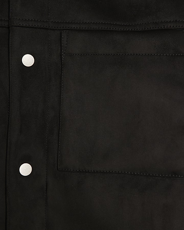 Black Faux Suedette Western Jacket