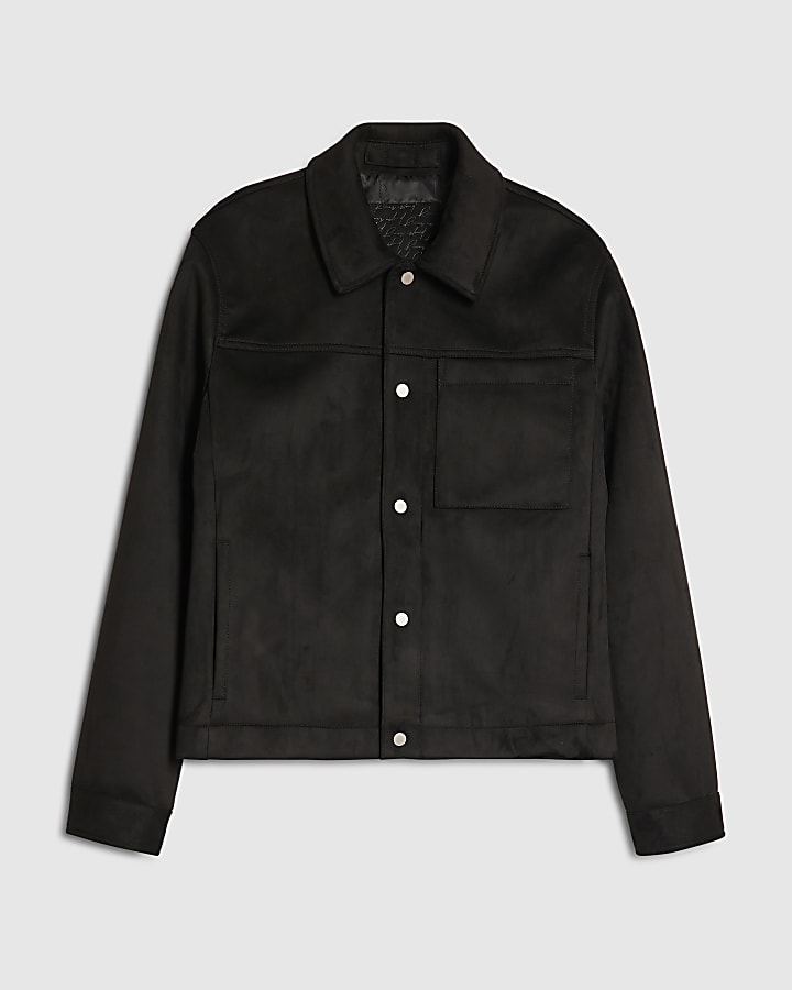 Black Faux Suedette Western Jacket