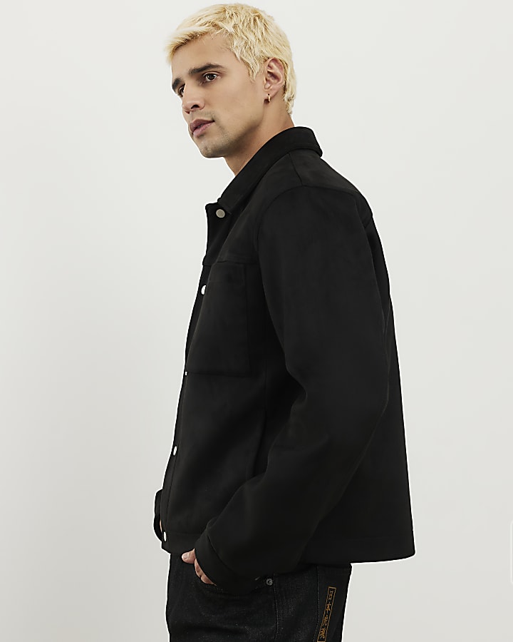 Black Faux Suedette Western Jacket